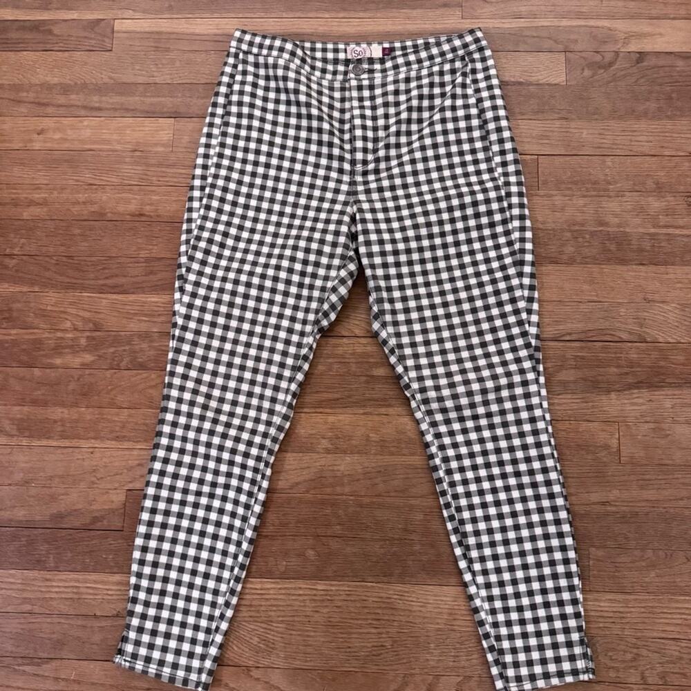 SO charcoal white checkered high-rise straight leg ankle pants junior sz 13
b69